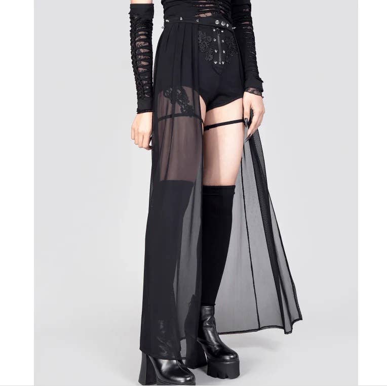 Western Fashion - Wholesale Skirt - Women's - Black mesh overlay skirt3