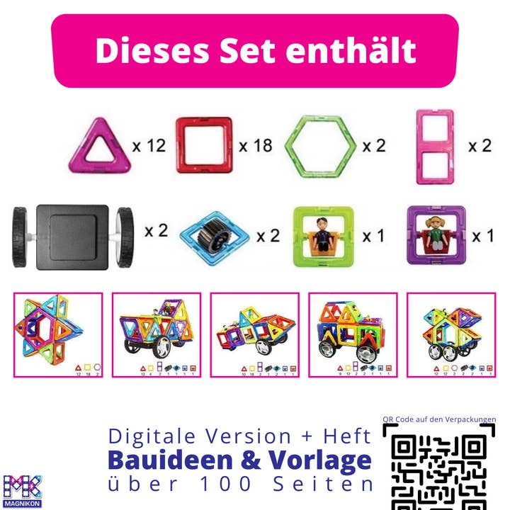 Magnikon - Wholesale Building Set - Kids - magnetic building blocks MK-40 “The Moon Car” with wheels, 40