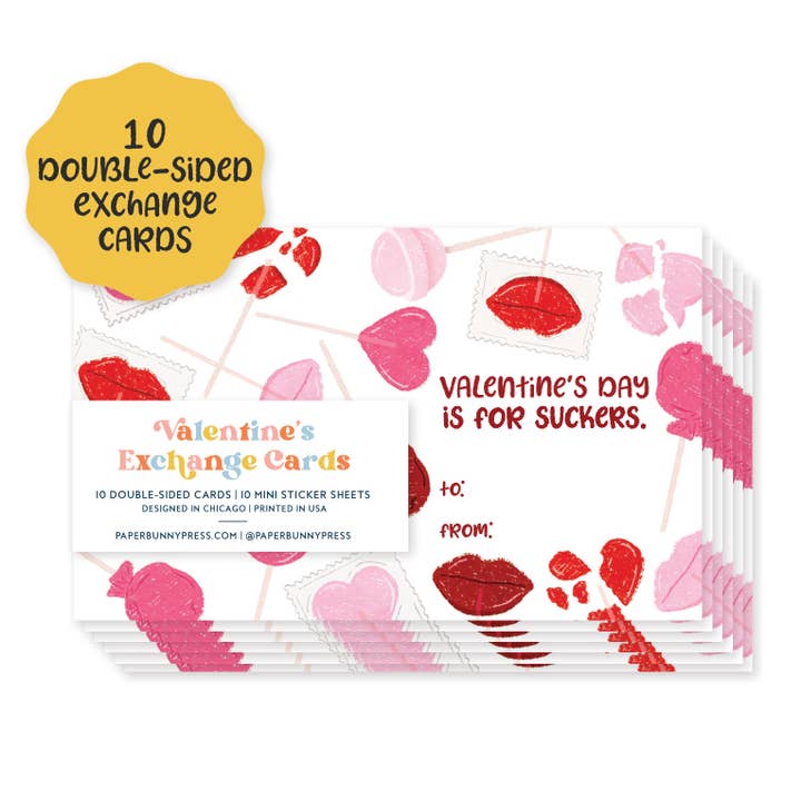 Valentijnsdag is voor sukkels - Valentijnsruilkaarten voor wholesale door Paper Bunny Press
