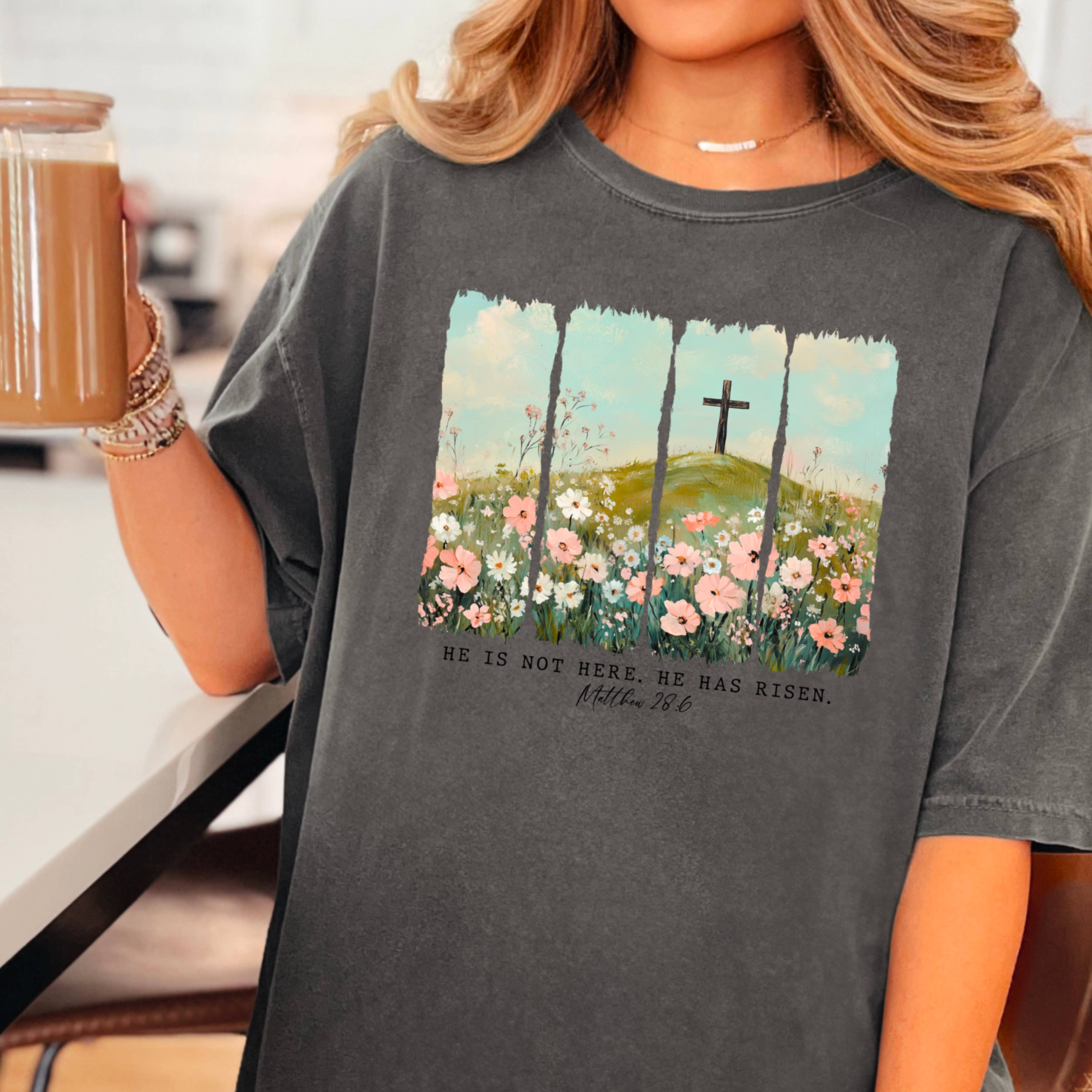 Shoppe SHC – wholesale T-shirt med logga - Dam – Han har uppstått | Påsktröja | Comfort Colors17