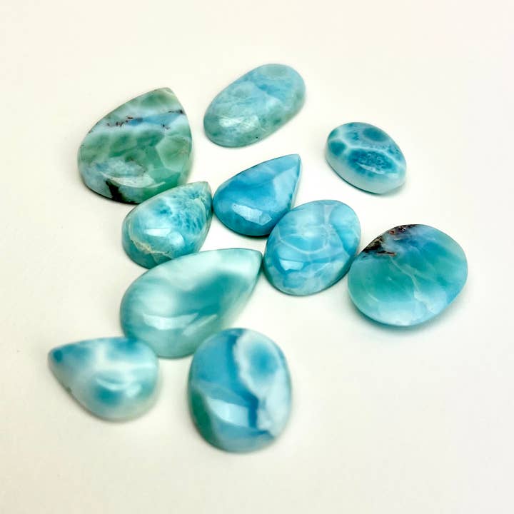 Pelham Grayson Rose - Wholesale Spiritual Stone/Crystal - Larimar Cabochons | 15mm3