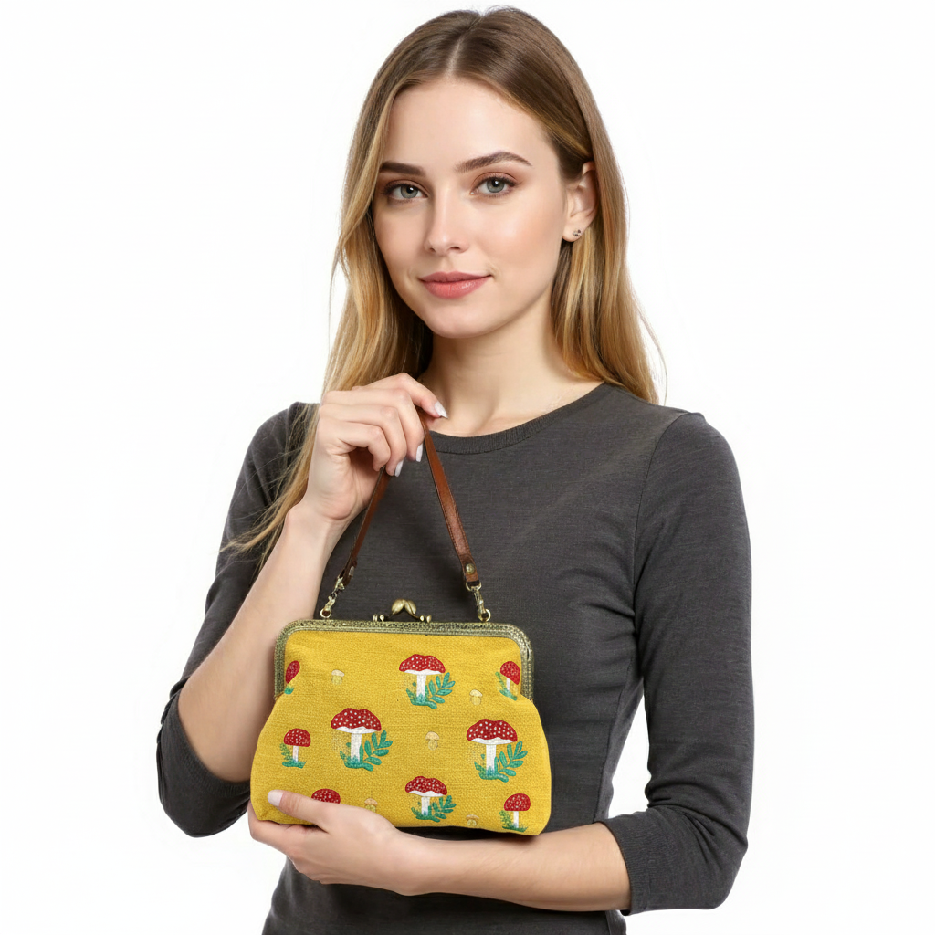 COMECO INC - Wholesale Crossbody Bag - Women's - Mushrooms Kisslock Bag4