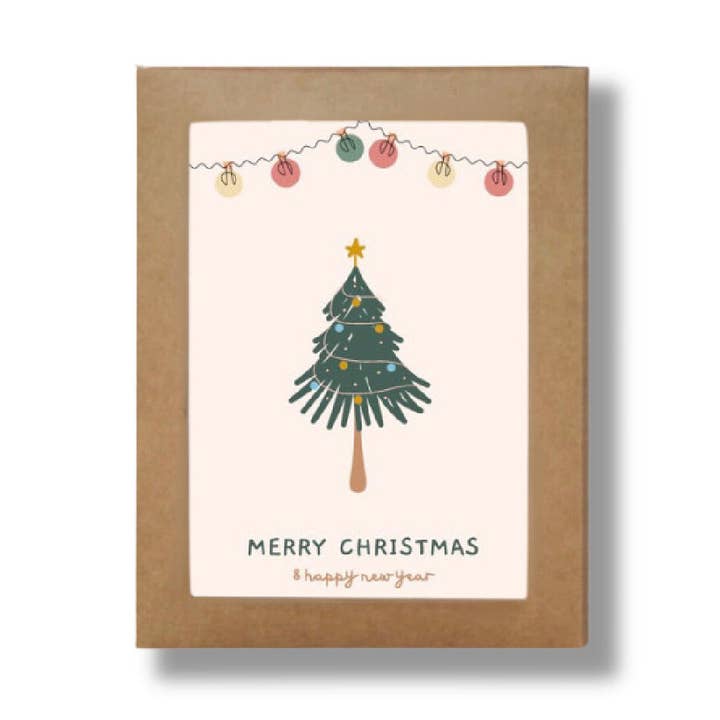 Carte de Noël avec lumières en forme de sapin de Noël | Coffret de 8 pour la vente par Bee Unique