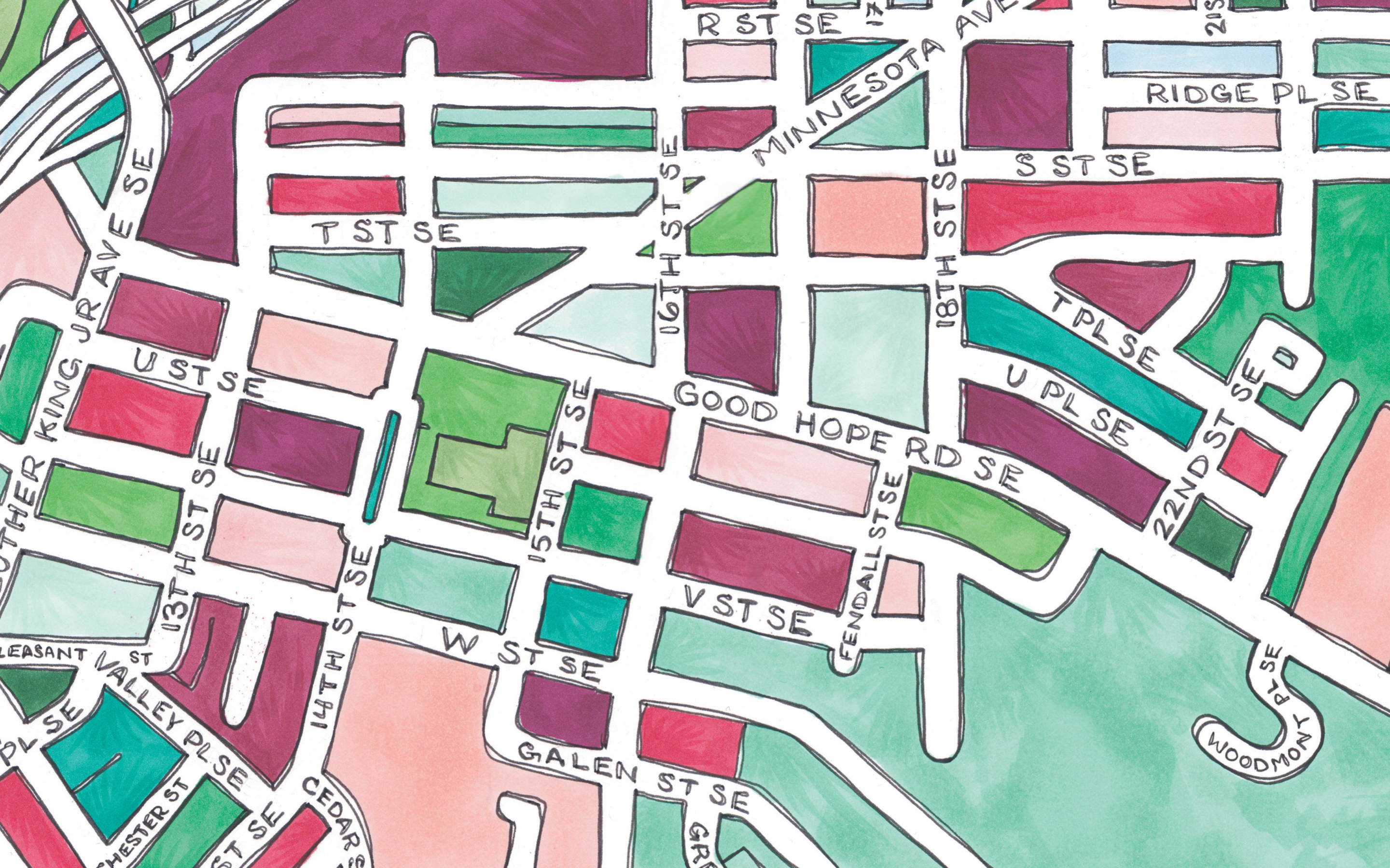 Terratorie Maps + Goods - Wholesale Everyday Greeting Card - Anacostia Map Art Greeting Card1