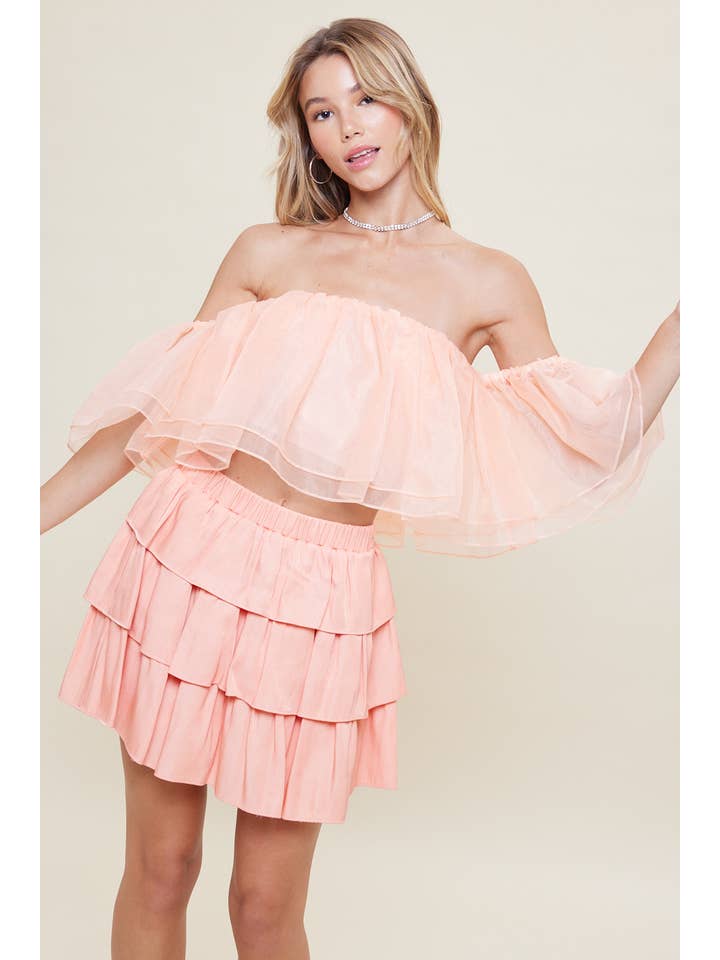 idem ditto - Vendita all'ingrosso Camicetta - Donna - TOP CORTO TRASPARENTE CON SPALLE SCOPERTE E VOLANT6