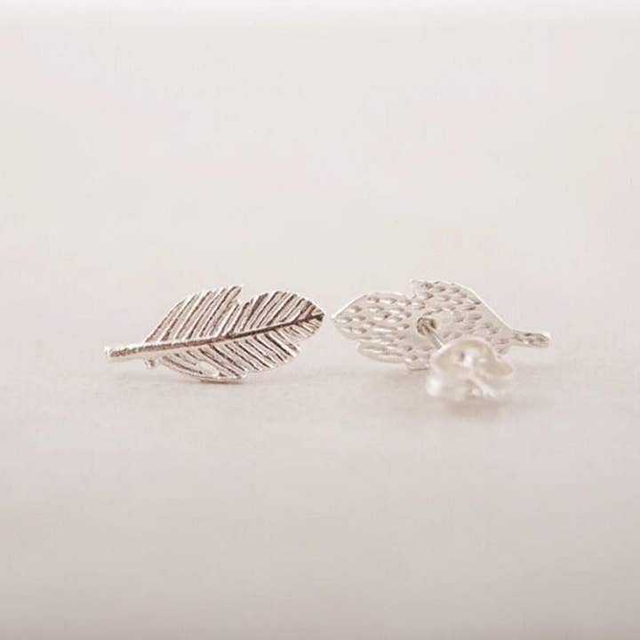 Small Feather Stud Earrings for wholesale by Kate Tuesday Jewelry
