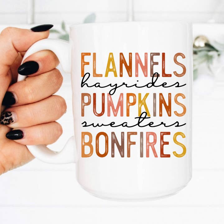 15oz Mug, Sweater Weather, Pumpkin Coffee Cup, Halloween for wholesale by Boho Sips