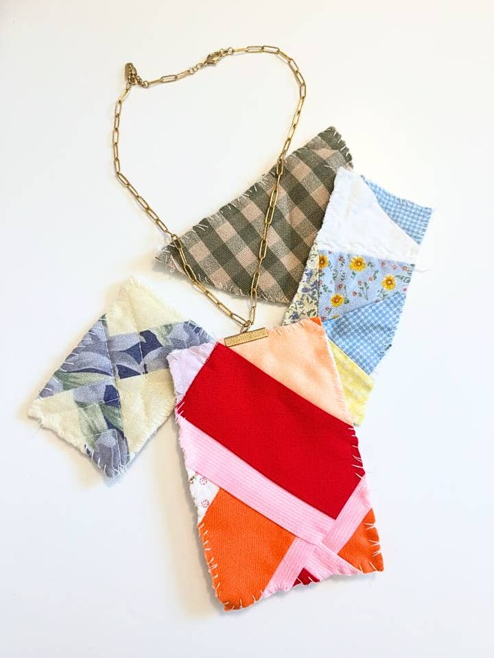 Upcycled Quilt Pendant Necklace for wholesale by Remnant