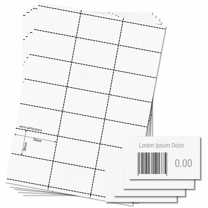 Étiquettes de rayonnage OfficeGear 21 par page : Étiquettes imprimables perforées - 55 feuilles / 1 155 étiquettes avec modèle gratuit pour la vente par OfficeGear