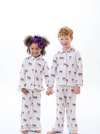 Conjunto de pijama tejido con botones Roarin' Tiger para venta al por mayor de Little Louanne Clothing