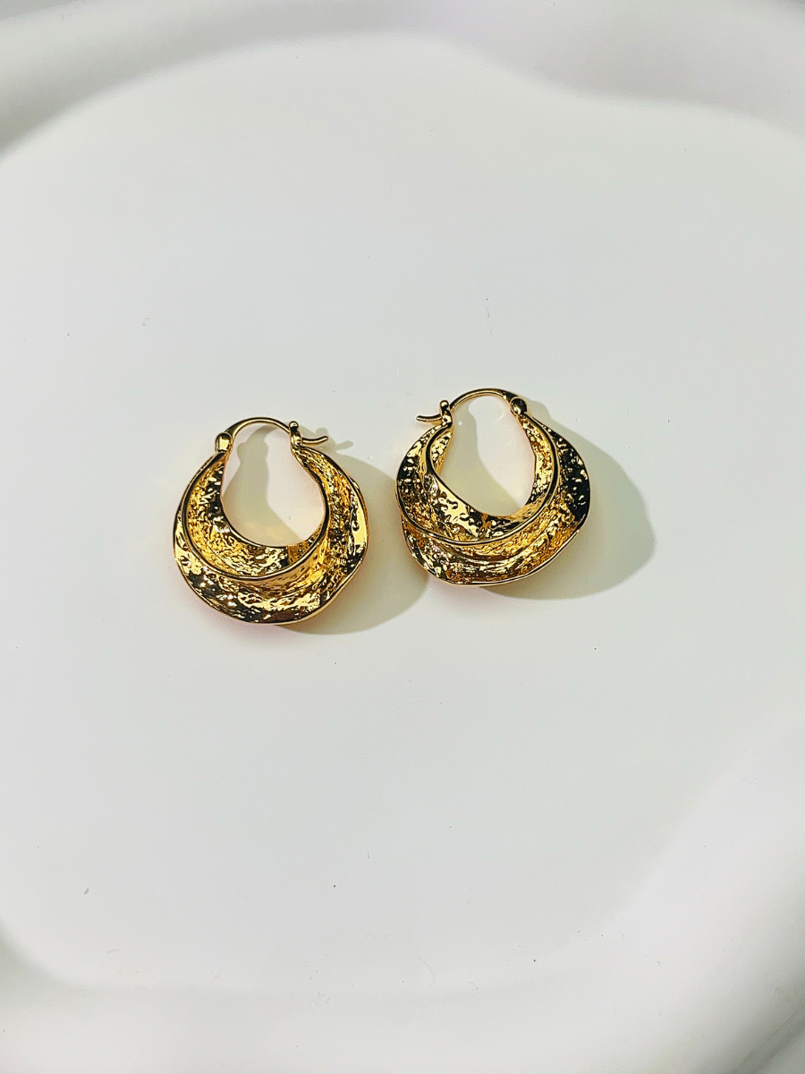 Katinki - Wholesale Hoop Earrings - French Celi-Style Vintage Hammered Hoop Earrings3