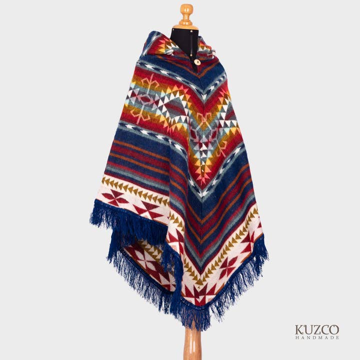 KuzcoHandmade - Wholesale Poncho - Unisex - Native Alpaca Poncho – Triangular Andean Pattern Design4