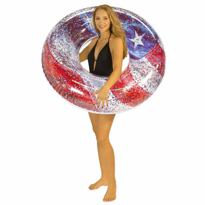 Inflatable Pool Tube Stars & Stripes Glitter PoolCandy for wholesale by PoolCandy