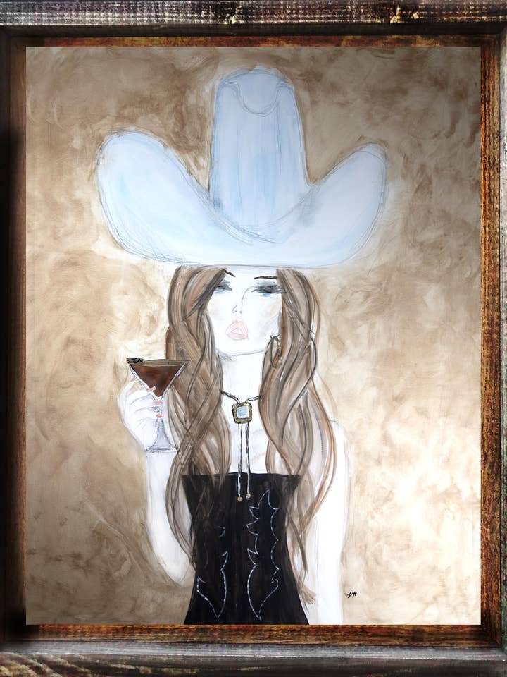 11x14 Prints - Martini Cowgirl for wholesale by DOLLY ESTELLE