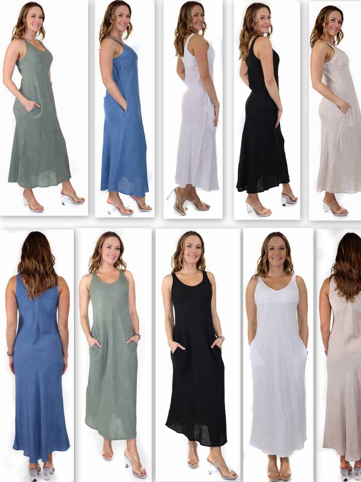 LINEN AND GAUZE - Wholesale Dress – Women's - Biased Cut For excellent fit Pure linen summer maxi dress14