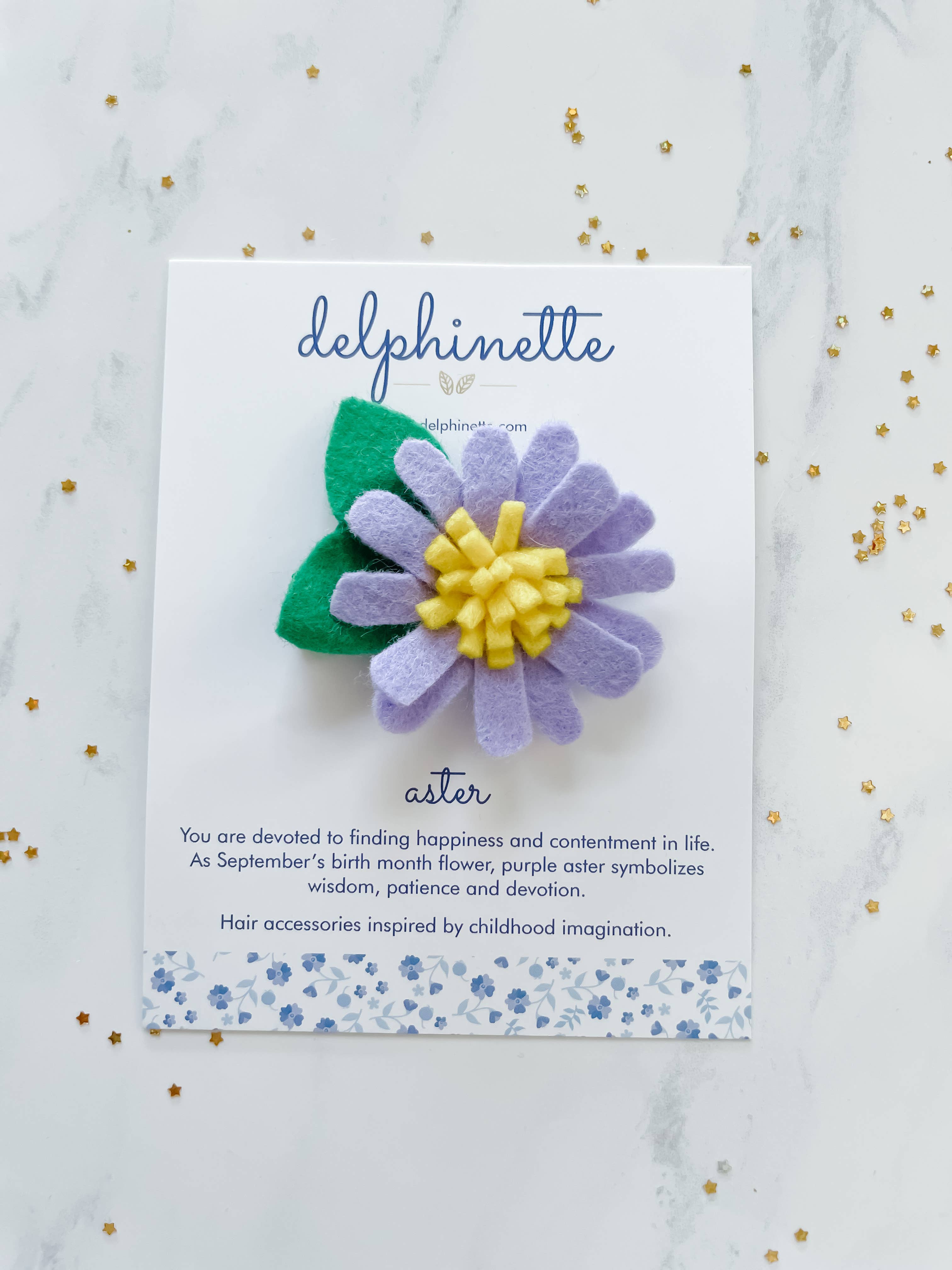 delphinette - Wholesale Hair Clip - Kids - Aster Hair Clip - September Birth Month Flower Gift1
