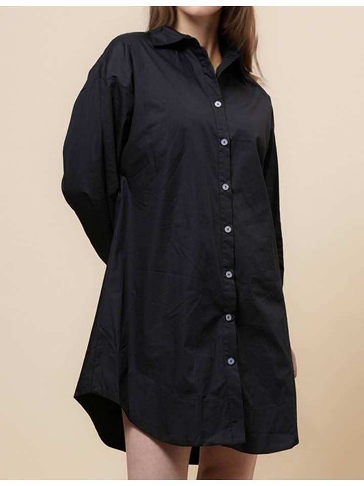 Sweetkama - Wholesale Dress – Women's - Ladies Turndown Collar Botton Down Mini Shirt Dress SKD48066