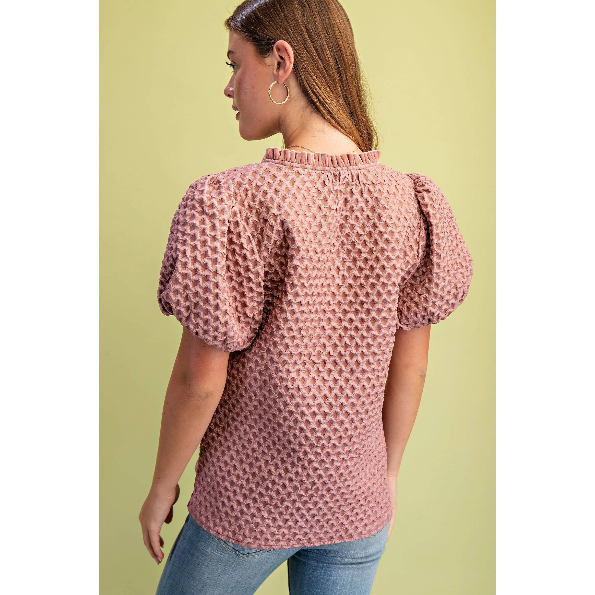 STYLE USA - Wholesale Tunic - Women's - NEW Textured Puff Sleeve Top7