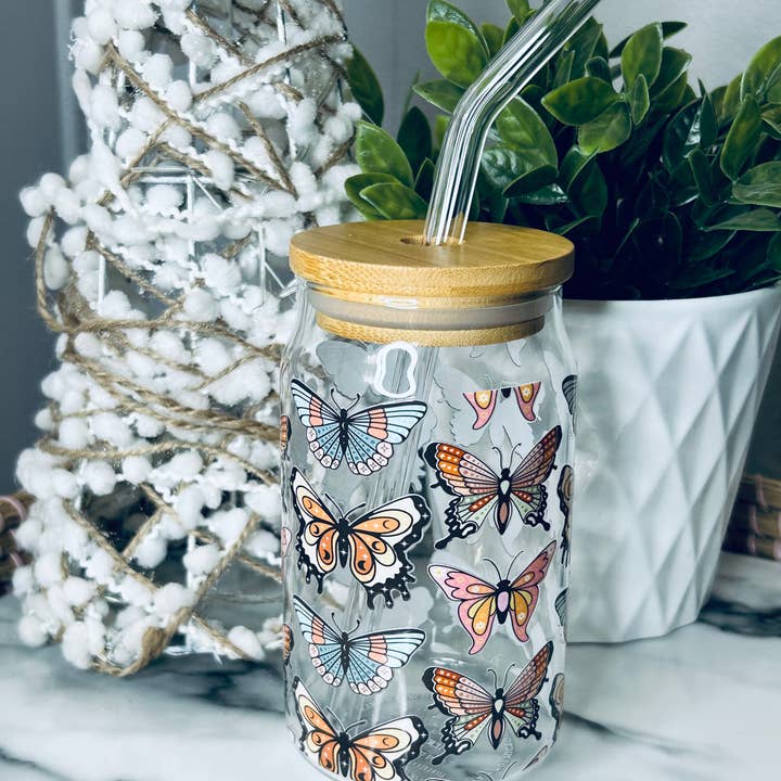 Majestic Butterfly Libbey Glass Can (Copy) for wholesale by Grace and Glamour