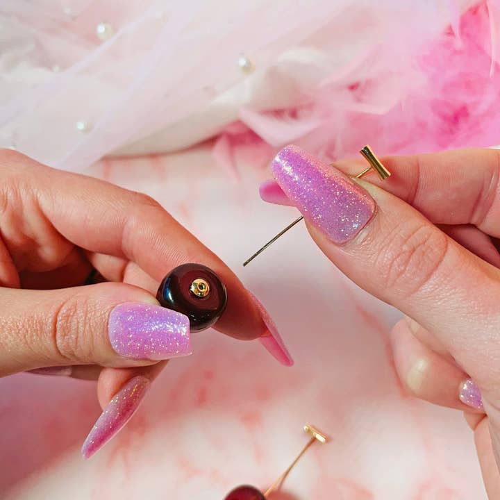 A Shop of Things – wholesale Dangle earrings – Gold Stem Cherry Earrings2