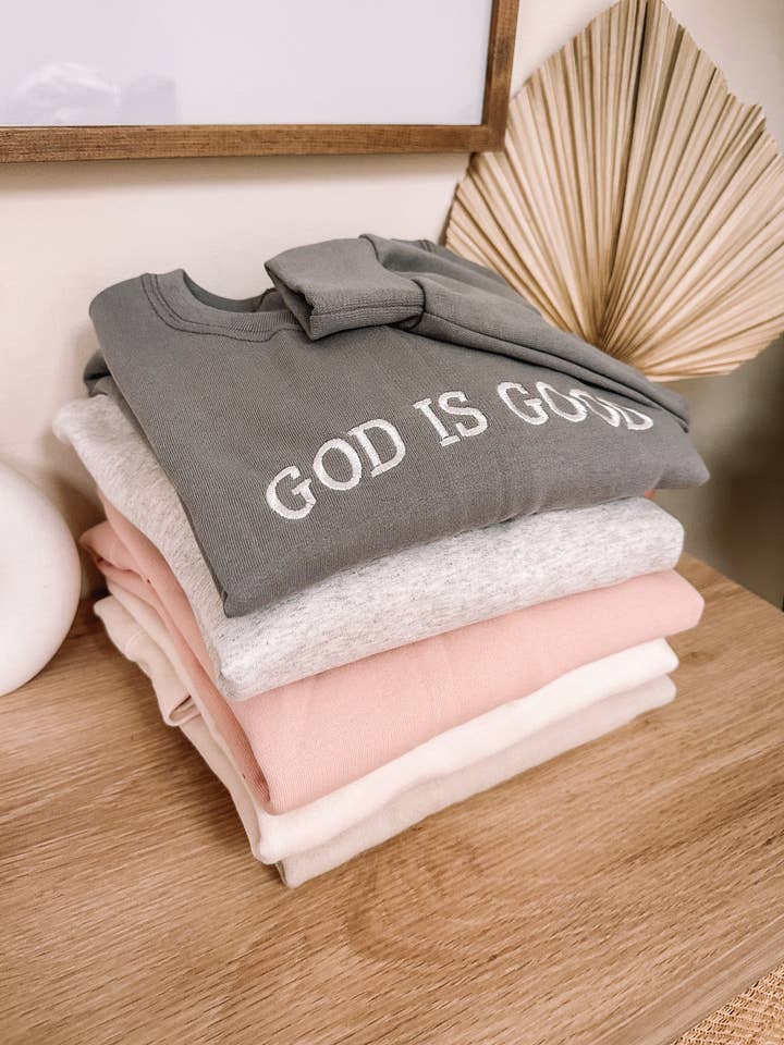 Honey Soul LLC - Wholesale Sweatshirt - Women's - Embroidered GOD IS GOOD Sweatshirt