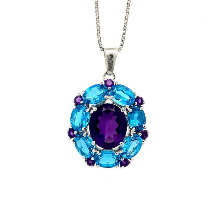 Multi Colour Stone Pendant in .925 Silver - KSP 36810 for wholesale by Kotawala Jewels