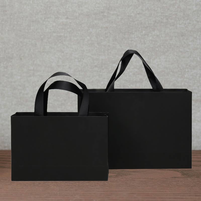 ByHome - Vente Pochette cadeau - Sac cadeau en papier noir intégral avec corde torsadée de qualité supérieure et papier de soie8