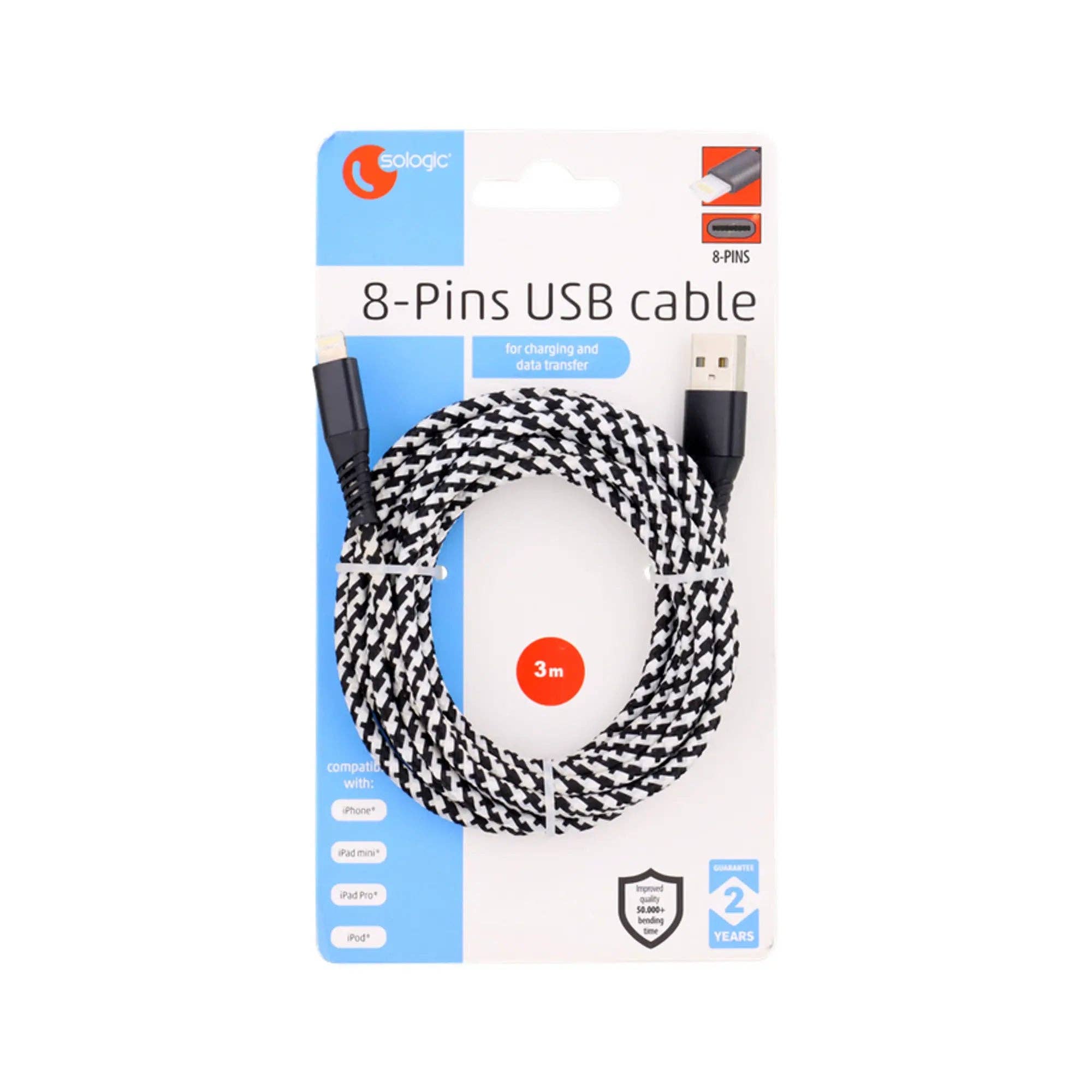 My Podologie - Wholesale Charging Cable - Lightning to USB Cable for iPhone / iPad / iPod textile - 2 different sizes0