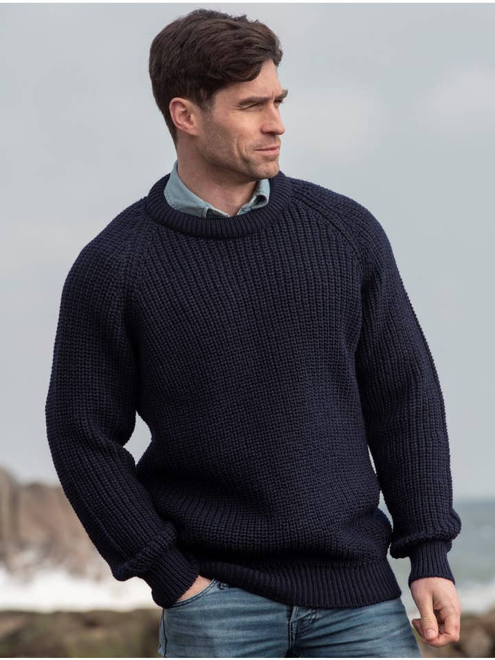 Aran Crafts - Wholesale Knit Sweater - Men's - Fisherman Rib Crew Neck C761