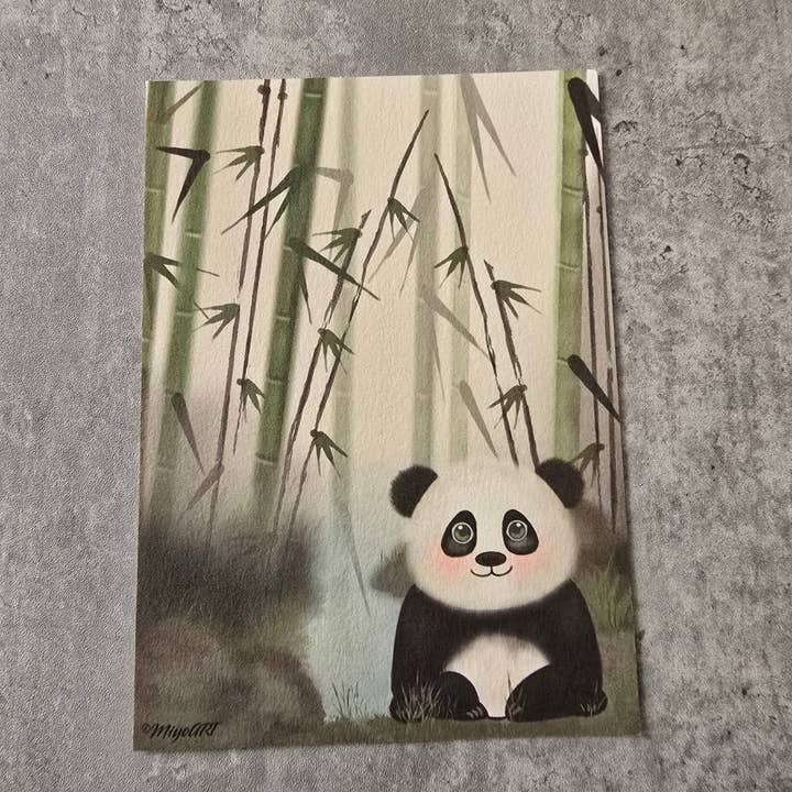 Panda in bamboo forest blotting paper for wholesale by Miyo Art Design
