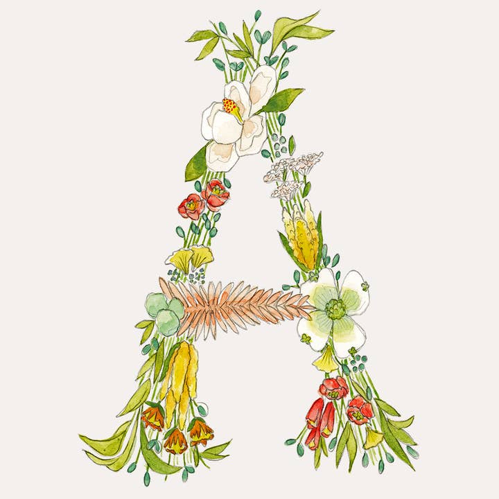 Hattie Darling - Wholesale Stationery/Notecard Set - Floral Monogram Stationery Set - 8 Folded Cards