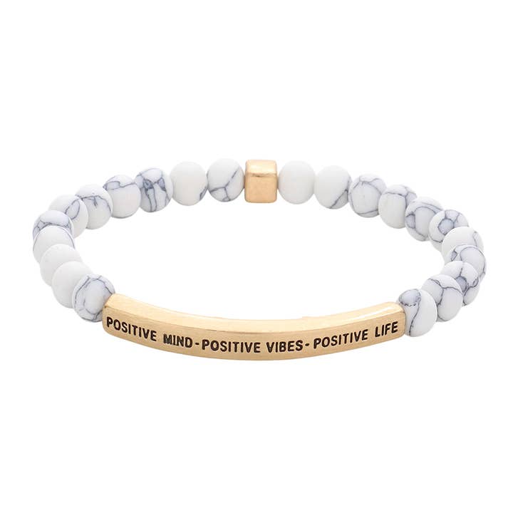 Sensibling Corp. - Wholesale Beaded Bracelet - Positive Mind - Positive Vibes - Positive Live Message Natural Stone Stretch Bracelet1