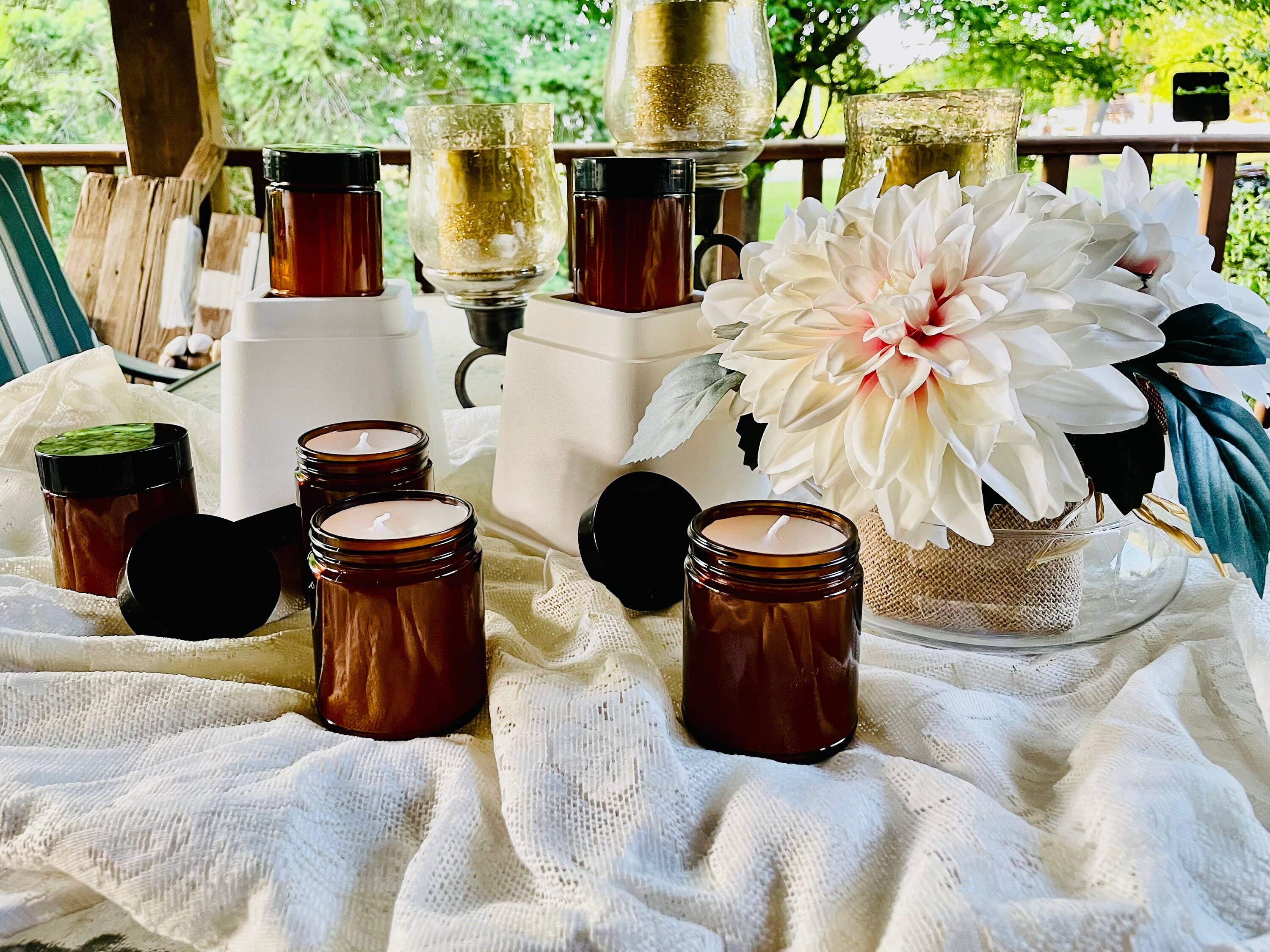 LuvinbyJessica.etsy.com - Wholesale Jar/Filled Candle - Personalized Candles Scented Candle Amber Glass Jars3