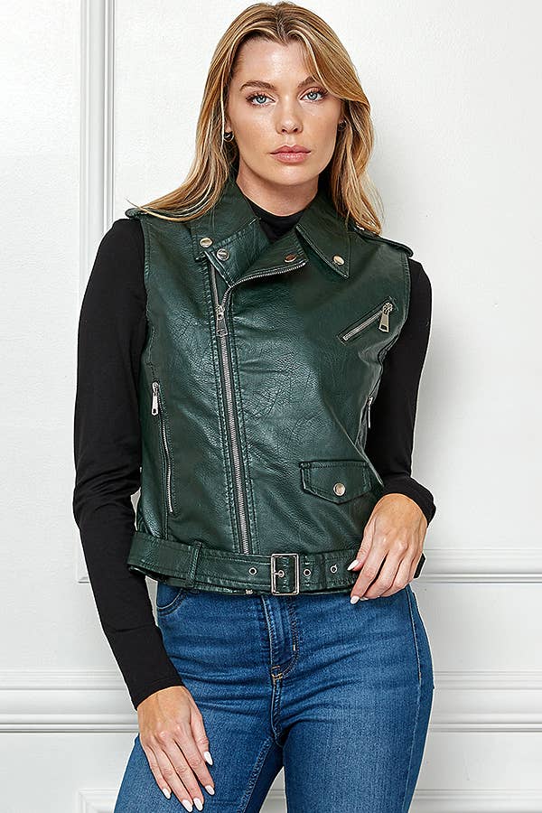 Veracci – wholesale Leather jacket – Women′s – Biker Faux Leather Sleeveless Jacket, Biker Vest18