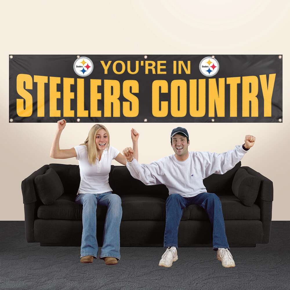 Party Animal, Inc. - Wholesale Banner - Pittsburgh Steelers Giant 8 x 2 Banner Black1