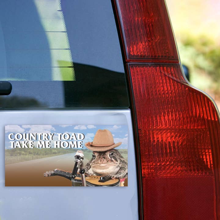 Autocollant pour pare-chocs en vinyle Country Toad, Take Me Home pour la vente par Articuh
