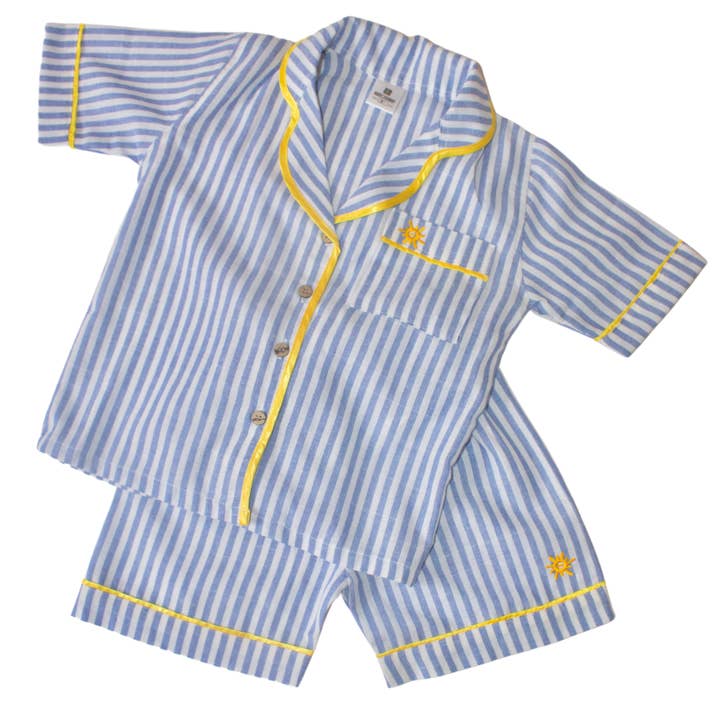 Maison Sunny - Wholesale Sleepwear set – Kids - Alex Blue Short Sleeve PJ Pyjama Set