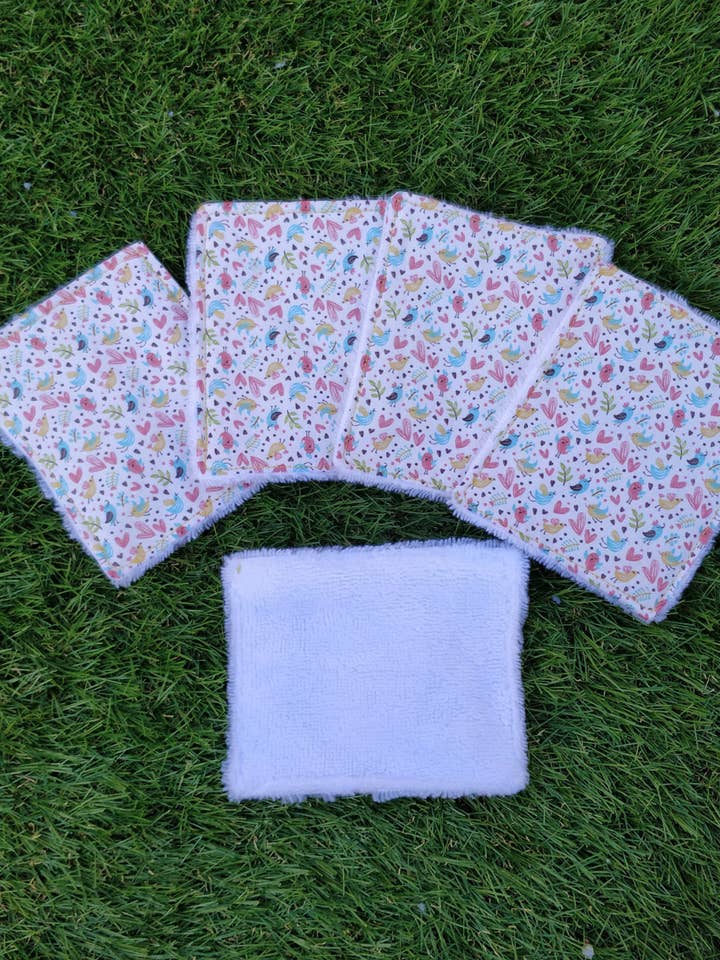 Set of 6 Liberty Bird Swaddle Wipes for wholesale by Coud deux fils