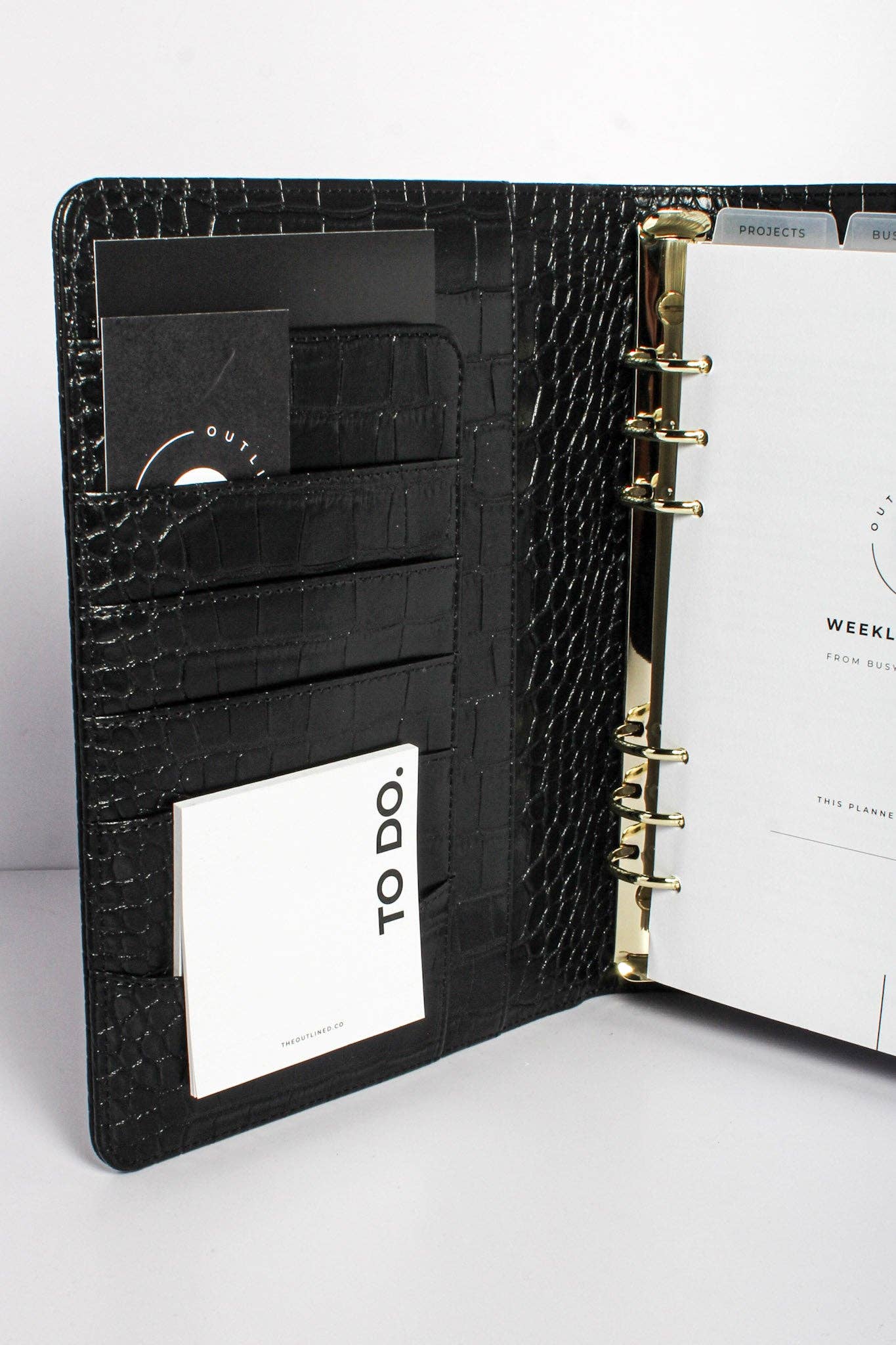 Outlined - Wholesale Planner - Croc Leather A5 Planner Cover - Noir2
