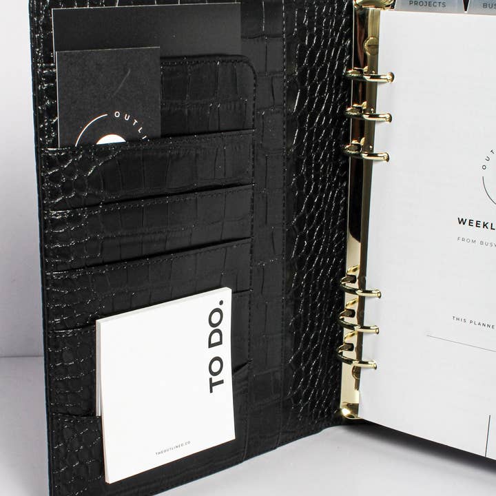 Outlined - Wholesale Planner - Croc Leather A5 Planner Cover - Noir2