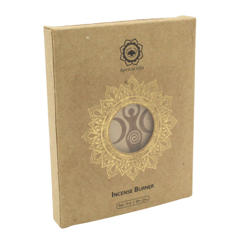 Green Tree - Wholesale Incense Holder - Wooden Incense Burner Crescent Moons & Spiral 10 cm1