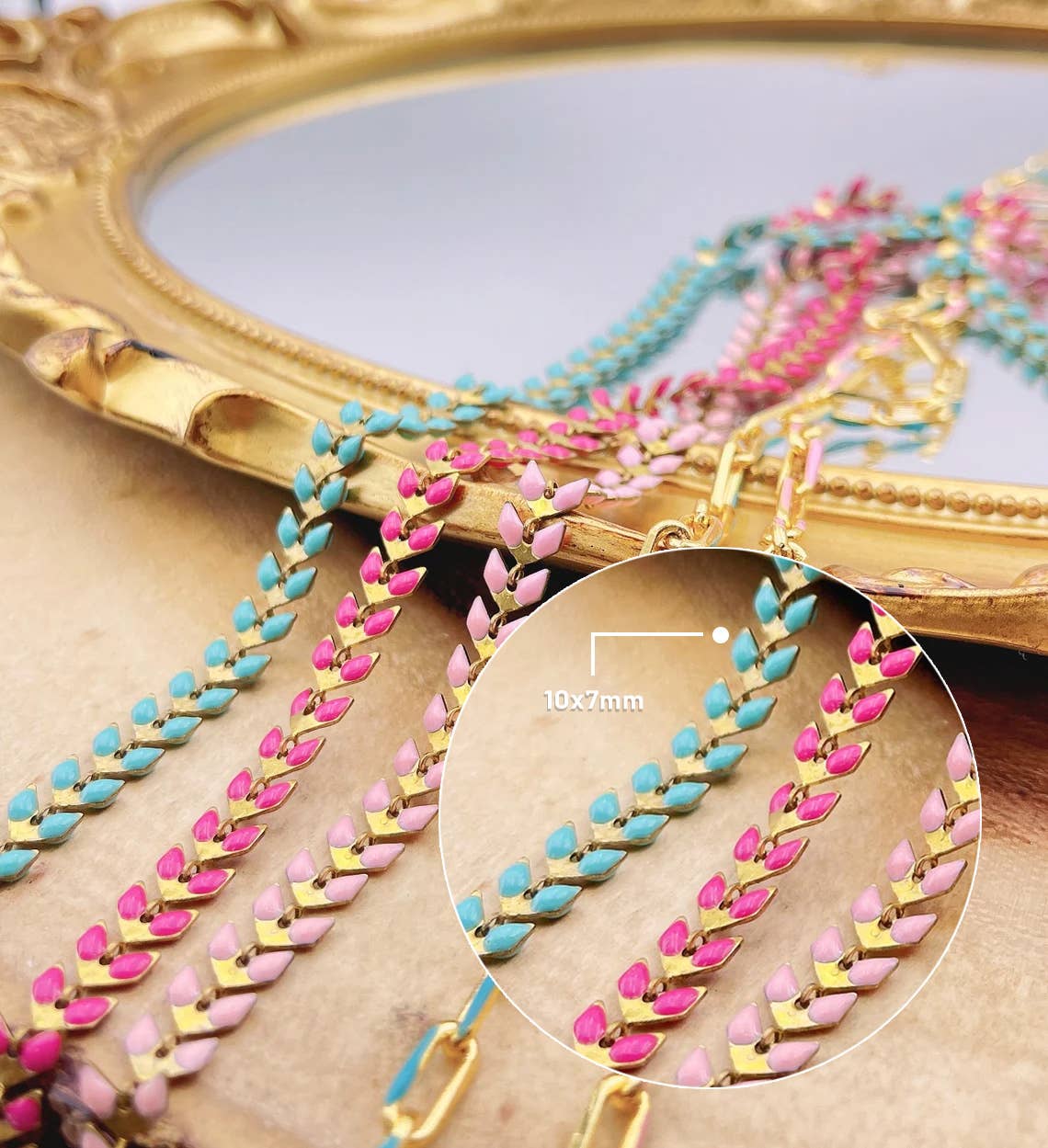 Beads Creation - Wholesale Link & Chain Necklace - Enamel Paperclip & Chevron Link & Chain Necklace by Foot1