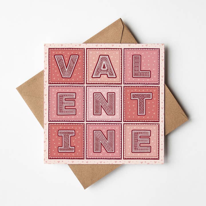 Red and Pink Typographic Valentine's Day Card for wholesale by Jess A Little Creative