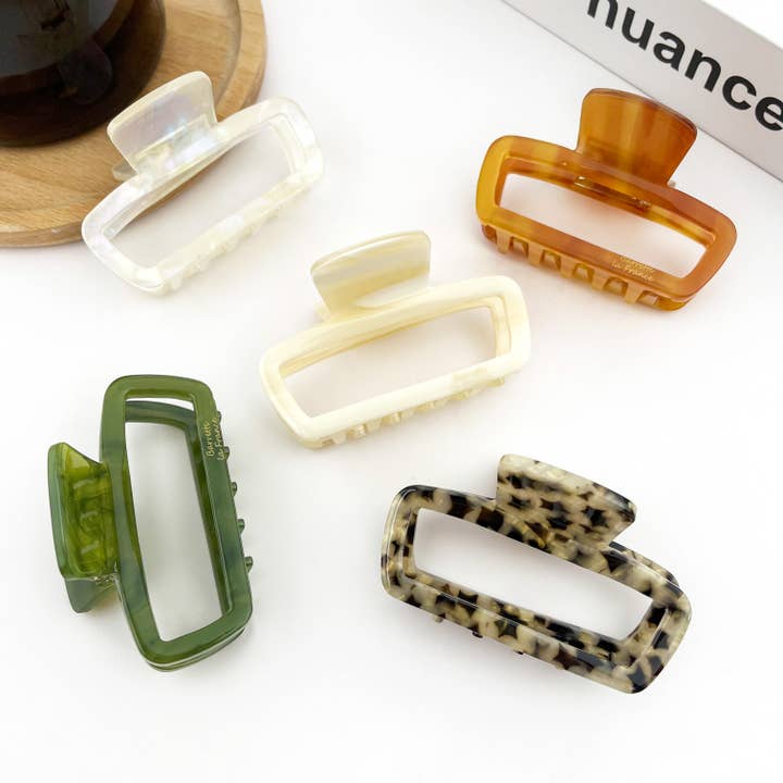 TheDivaSoap - Wholesale Hair Clip - Women's - Classic Rectangle Hollow Claw Clip, Acetate Square Hair Clip9