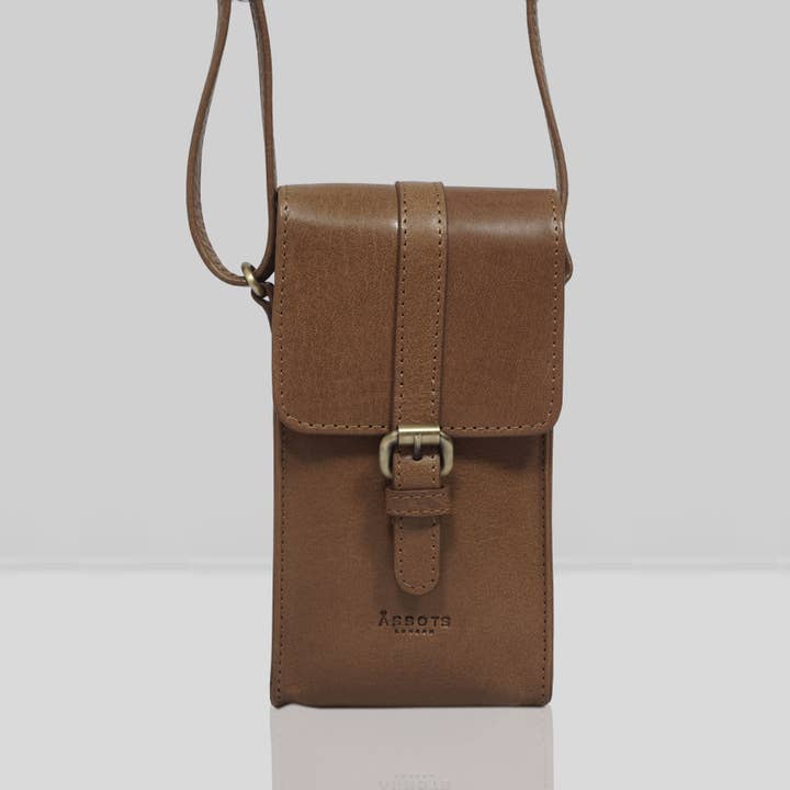 Sac à bandoulière pour téléphone portable « PETRA » en cuir véritable VT poli pour la vente par Assots London