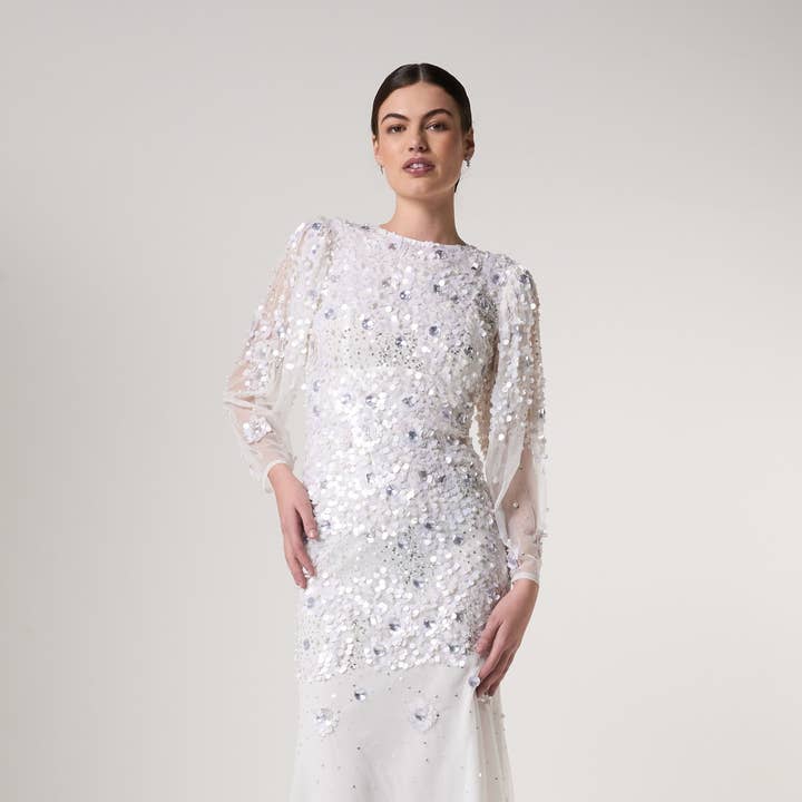 Alix White Embellished Maxi Dress for wholesale by Frock & Frill