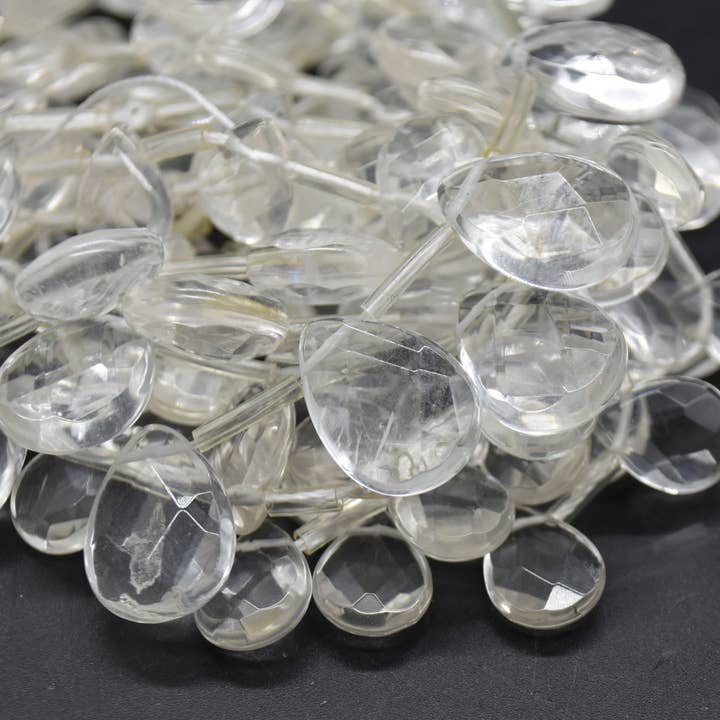 Contas de Gota Facetada de Quartzo Natural Transparente de Alta Qualidade por atacado de Oriental Direct Craft Supplies