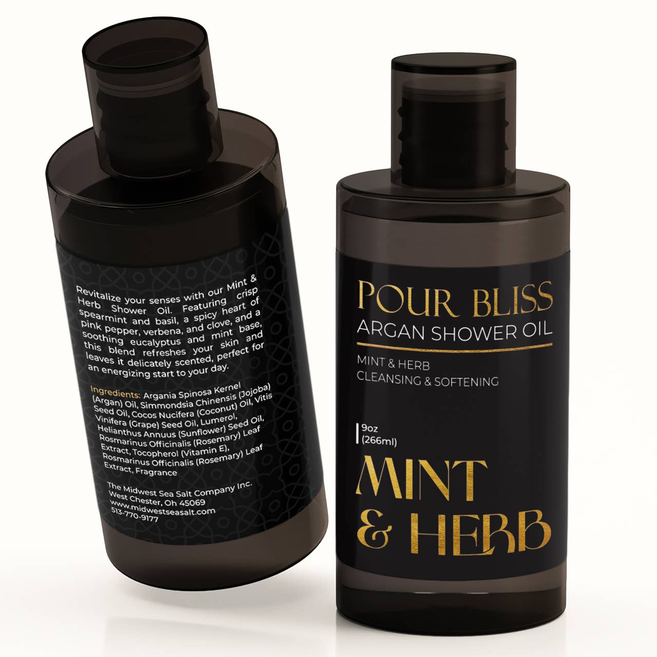 The Midwest Sea Salt Company - Wholesale Body wash/shower gel - Mint & Herb Argan Shower Oil with Premium Fragrance - 9oz2