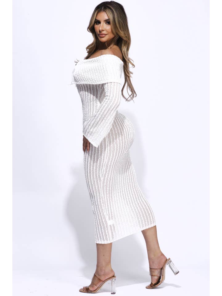 K Too - Wholesale Dress – Women's - Ruffled fabric off shoulder midi dress11