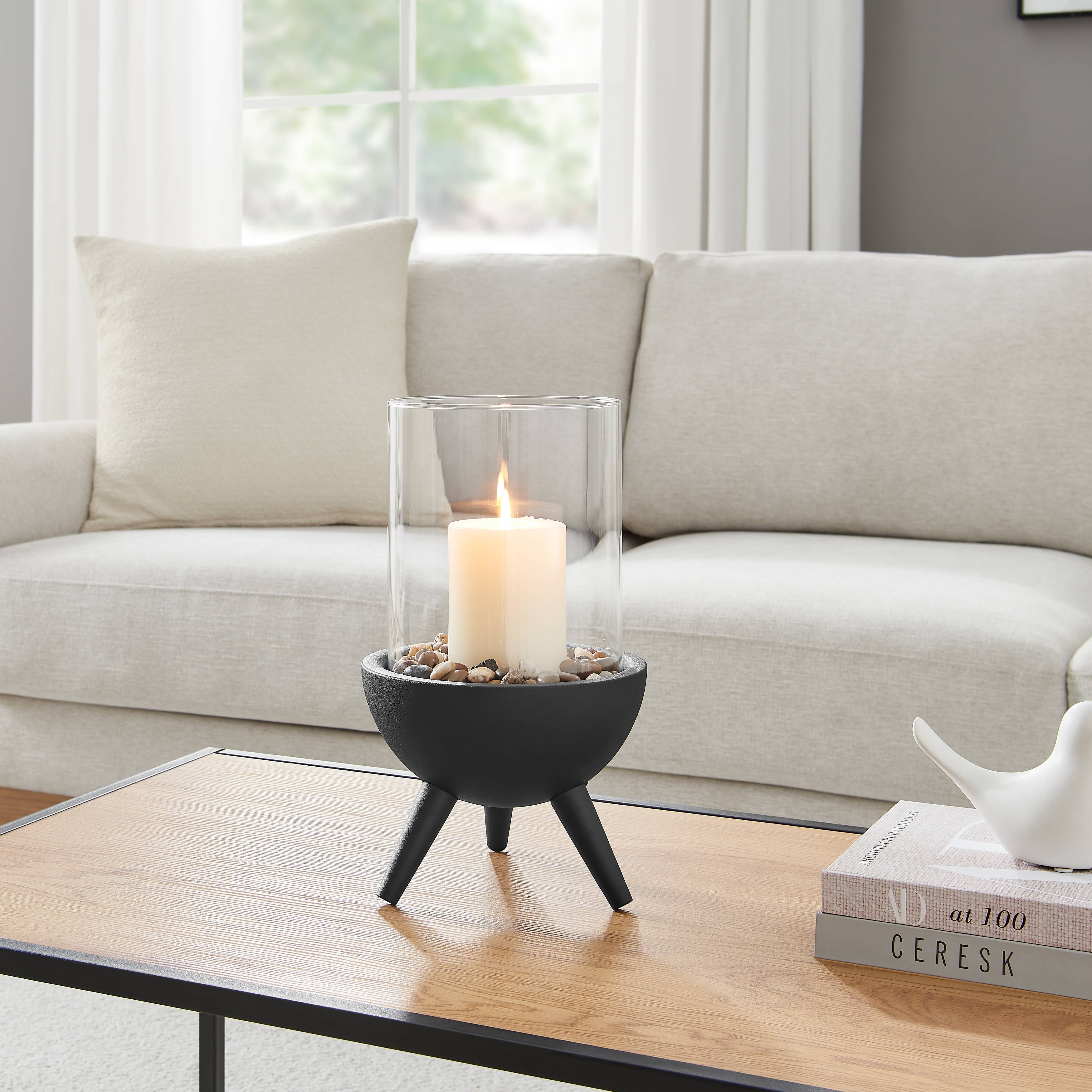 Danya B – wholesale Candle holder – Molta Modern Black Metal Pedestal and Glass Candle Holder13